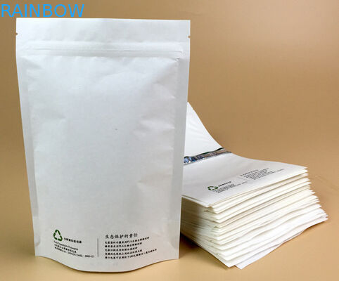 Bolso de papel de Mylar de la bolsa de Kraft del cuadrado de la categoría alimenticia del escudete del té lateral inferior biodegradable del café con Tin Tie For Popcorn Packa