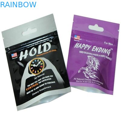 La etiqueta privada imprimió el envase de plástico de empaquetado de la píldora sexual masculina de la hoja de Hang Hole Ziplock Top Small para el empaquetado de las píldoras