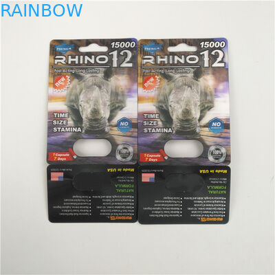 Caja de presentación masculina tiesa de la tarjeta de la ampolla 3d del rinoceronte 69 de la píldora del aumento de Rox