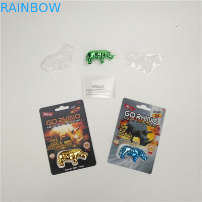 Tarjeta de acabado brillante del embalaje 3D del rinoceronte 7 los 9x12cm del aumento