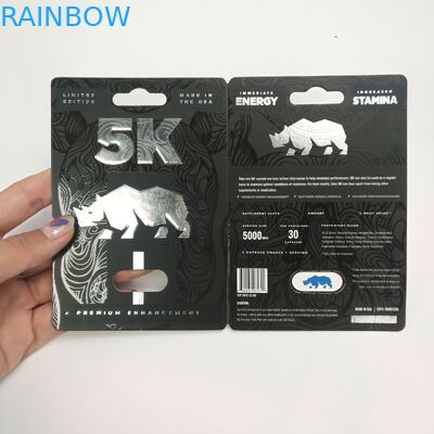 Tarjetas superficiales brillantes de papel de la ampolla de la cápsula del rinoceronte de los 9x12cm