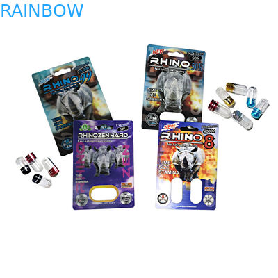 Botellas de píldora plásticas coloridas del casquillo del metal para el rinoceronte de FX 9000 7 botellas de píldora del plástico transparente de la bala de la cápsula del SWAG