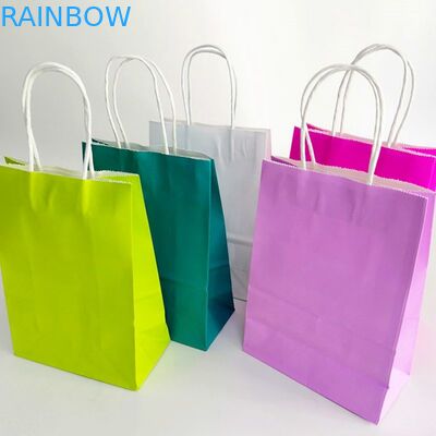 Bolsos de compras de papel de la cartulina de Kraft CMYK 350gsm con la manija