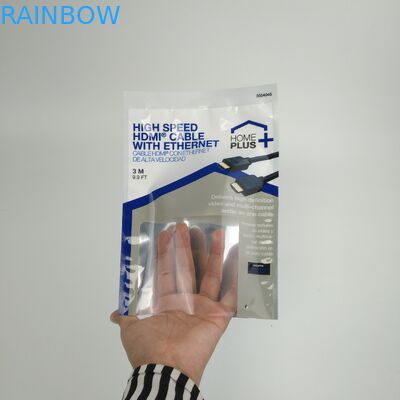 El empaquetado sellado lateral modificado para requisitos particulares del cable de tres USB empaqueta las bolsas plásticas que empaquetan los auriculares inalámbricos con la cremallera