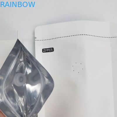 Aduana del OEM 1/8 onza Logo Size Resealable Aluminum Foil blanco 120 micrones de Kraft de soporte del papel encima de bolsas de empaquetado