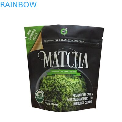 El ZipLock de impresión de encargo empaqueta bolsos del embalaje del polvo del té verde de Matcha de la bolsa del soporte del papel de aluminio para arriba