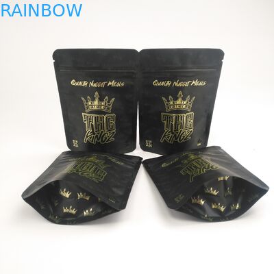 Bolso herbario de impresión de encargo de Mylar del embalaje de Kartom del aceite de Matte Childproof Gold Foil CBD de la bolsa de 3.5g Cannabies