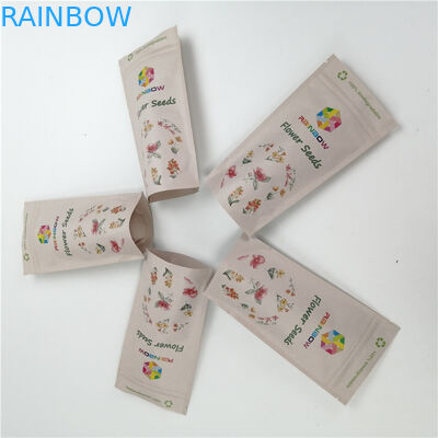 Los bolsos de papel biodegradables modificados para requisitos particulares del Pla del 100% Kraft con la cremallera que se puede volver a sellar para mastican la goma