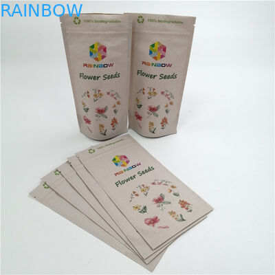 Biodegradable mastique los bolsos de papel modificados para requisitos particulares goma del Pla de Kraft para el empaquetado de la mala hierba de 1oz 1/2oz