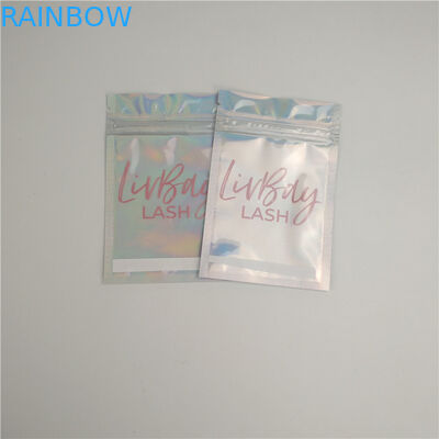 Lustre Ziplock plástico olográfico cosmético modificado para requisitos particulares del labio de la pestaña del sello de la prueba del olor que empaqueta el bolso de Mylar