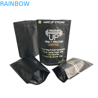 Bolso de café de la impresión del oro Matte Black Finish Foil Stand encima del bolso de empaquetado de la cremallera