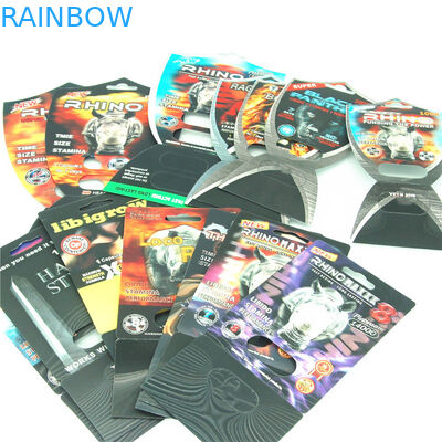 El rinoceronte masculino al por mayor de las cajas de embalaje de las píldoras del aumento 69 tarjetas de empaquetado 3d efectúa la ampolla de la cápsula de Rhinopill que empaqueta el Ca