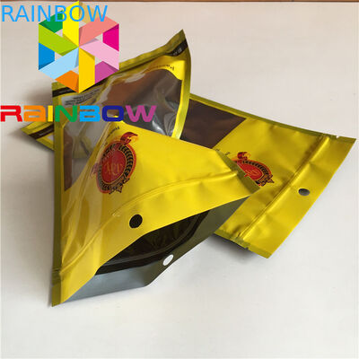 Los tres bolsos planos que se puede volver a sellar de Mylar del sello lateral ven con el empaquetado plástico de las bolsas de la comida de la mala hierba de las bolsas de la humedad del cigarro