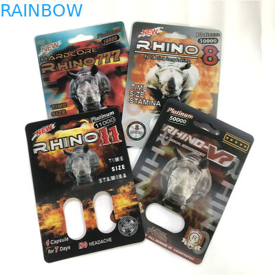 Tarjeta de la ampolla de /3d de las tarjetas de papel de la botella doble 24K para la cápsula sexual del rinoceronte 69 de las píldoras del aumento que empaqueta la caja 3d