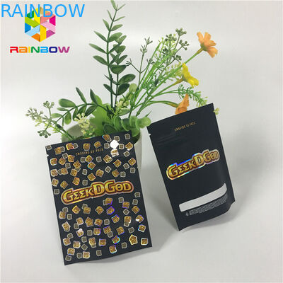 Soporte Ziplock plástico de la aduana de Mylar encima del mate del negro de las bolsas 150mg