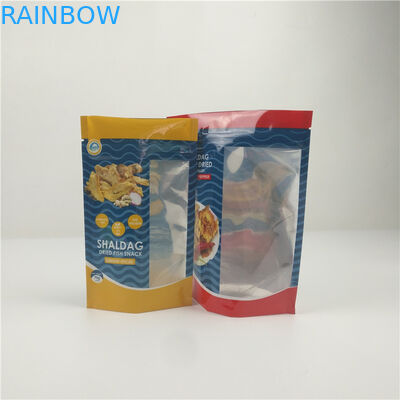 Papel de aluminio plástico secado brillante de la cremallera de los pescados que empaqueta con la ventana clara