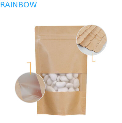 Biodegradables Ziplock de papel de Brown Kraft se levantan la bolsa con la ventana