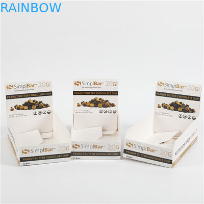 Caja de papel de la cartulina de la exhibición de la barra de chocolate de la fruta del bocado que empaqueta de encargo impresa