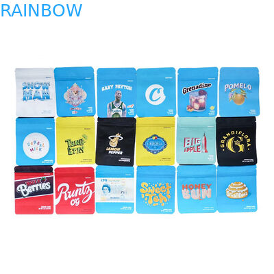 La flor a prueba de niños de la 8va 3.5g Mylar de las galletas cerradura de la cremallera de California Sf empaqueta bolsos tamaño pequeño de las galletas 3.5g con las etiquetas engomadas del holograma