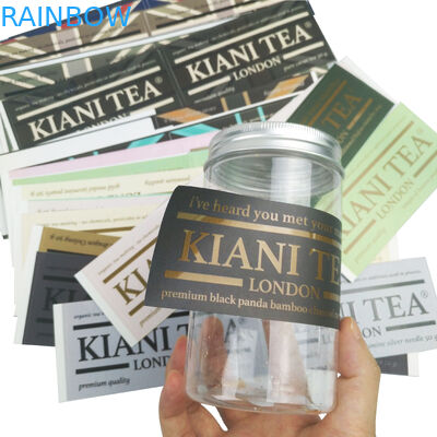 Botella de agua impermeable adhesiva modificada para requisitos particulares única Logo Printed Labels Sticker de encargo del producto alimenticio de la etiqueta engomada