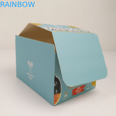 El cartón plegable de encargo de la cartulina rasga lejos la caja de presentación, contador de la cartulina acanalada PDQ que los bocados al por menor empapelan la caja de empaquetado