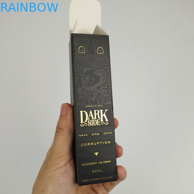 Pequeña caja de papel de empaquetado cosmética de sellado caliente de lujo negra plegable al por mayor de encargo del regalo de la hoja de oro