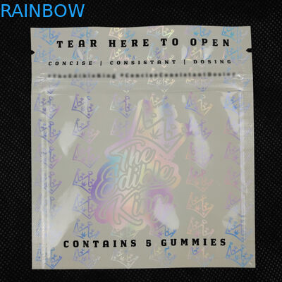 El lado de encargo del plástico tres de Mylar del papel de aluminio de la prueba del olor de Logo Design Zip Lock Resealable selló el bolso de empaquetado del holograma