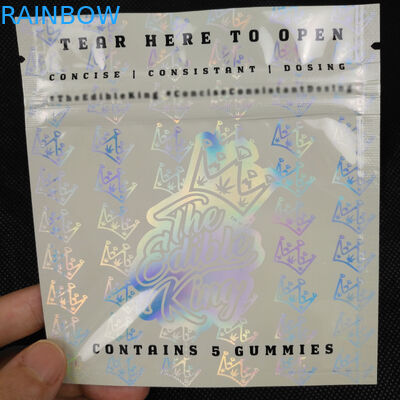 El lado de encargo del plástico tres de Mylar del papel de aluminio de la prueba del olor de Logo Design Zip Lock Resealable selló el bolso de empaquetado del holograma