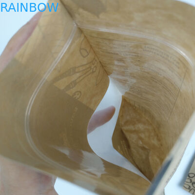 Con el soporte de alta calidad de la categoría alimenticia de la ventana de Front Bags With Zip de la cerradura del rasgón de la muesca del top claro de Mylar encima del bolso de papel de las bolsas de Kraft