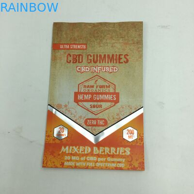 1g impresos de encargo 3.5g reciclan bolso comestible gomoso de la mala hierba del soporte para arriba 3.5g mylar del oso CBD de la cremallera de la prueba del olor el pequeño