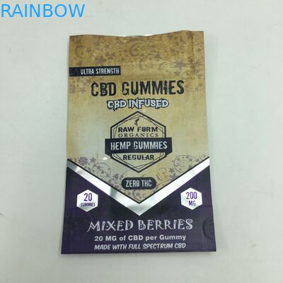 1g impresos de encargo 3.5g reciclan bolso comestible gomoso de la mala hierba del soporte para arriba 3.5g mylar del oso CBD de la cremallera de la prueba del olor el pequeño