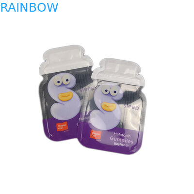 Hoja de encargo del sello del lado de la forma 3 de los Cb que empaqueta las bolsas plásticas de encargo gomosas del bolso plano del caramelo que empaquetan el bolso de la cerradura de la cremallera