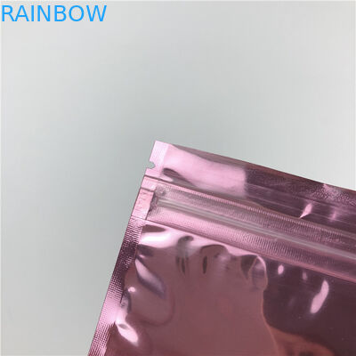 Bolso lateral de la cremallera del sello de la impresión tres plásticos tamaño pequeño de Rose Gold Ziplock Pouch Logo para la joyería con la ventana
