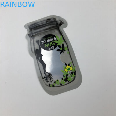 Mason Jar Pouches For CBD siembra bolsas que embalan irregulares de la hoja Indica de Gummies THC de la flor de CBD con la cremallera
