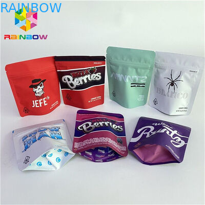 Tres bolso herbario impreso de encargo de la cremallera de la cápsula del aceite de las malas hierbas CBD del bolso del aceite de la hoja del tabaco del sello del lado