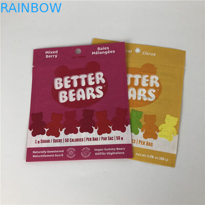 Tres bolsos de empaquetado biodegradables comestibles de soldadura en caliente planos de la galleta CBD THC Gummies del bocado del sello lateral