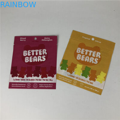 Tres bolsos de empaquetado biodegradables comestibles de soldadura en caliente planos de la galleta CBD THC Gummies del bocado del sello lateral