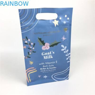 Bolsos inferiores planos inferiores planos de la categoría alimenticia de la cerradura de la cremallera con la manija para el empaquetado del exfoliante corporal