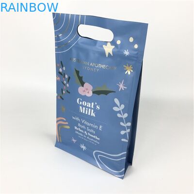 Bolsos inferiores planos inferiores planos de la categoría alimenticia de la cerradura de la cremallera con la manija para el empaquetado del exfoliante corporal