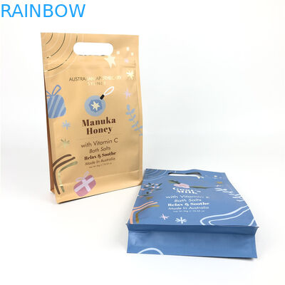 Bolsos inferiores planos inferiores planos de la categoría alimenticia de la cerradura de la cremallera con la manija para el empaquetado del exfoliante corporal