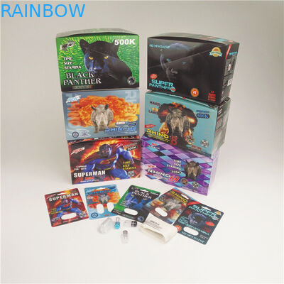 las píldoras 90mic empapelan la ampolla plástica de la cápsula del rinoceronte 7 de la tarjeta de las tarjetas 3D olográfica