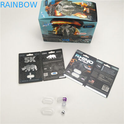 las píldoras 200mic exhiben el RINOCERONTE masculino del funcionamiento del aumento de la tarjeta 8 11 25 CMYK