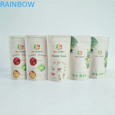 La bolsa de papel biodegradable de encargo de la cremallera del PLA Kraft se levanta el acondicionamiento de los alimentos del té