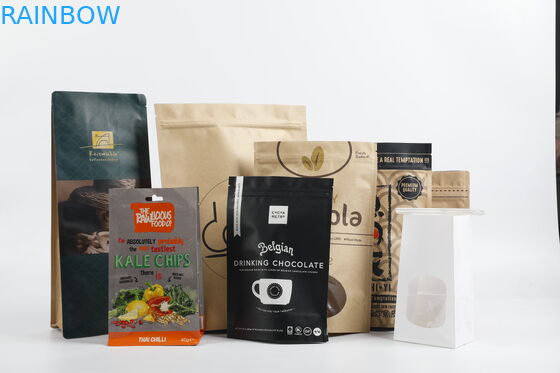 La bolsa de papel biodegradable de encargo de la cremallera del PLA Kraft se levanta el acondicionamiento de los alimentos del té