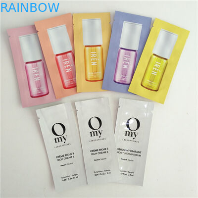 Los cosméticos térmicos en caliente muestrean bolsos planos de empaquetado del sello de los lados de la lámina de mylar 3 de la bolsa de las bolsitas