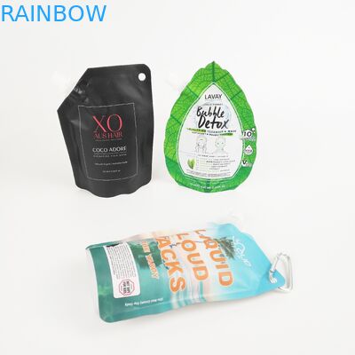 Soporte echado en chorro cosmético de empaquetado del líquido del champú de la bolsa de encargo del canalón encima de bolsas