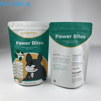 Bolsas de papel que se puede volver a sellar modificadas para requisitos particulares recicladas de Brown Kraft del alimento para animales de las bolsas del soporte para arriba