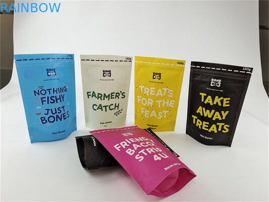 Bio bolsa impresa de encargo de papel colorida reutilizable del soporte del alimento para animales del bolso de Kraft para arriba