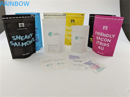 Bio bolsa impresa de encargo de papel colorida reutilizable del soporte del alimento para animales del bolso de Kraft para arriba