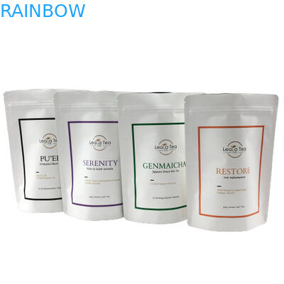 Los bolsos de encargo del papel de aluminio de Logo White Coffee Beans Tea Mylar huelen la prueba